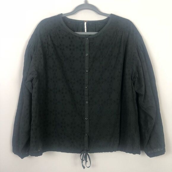 FREE PEOPLE | Stars Align Black Eyelet Top Medium - Picture 2 of 8